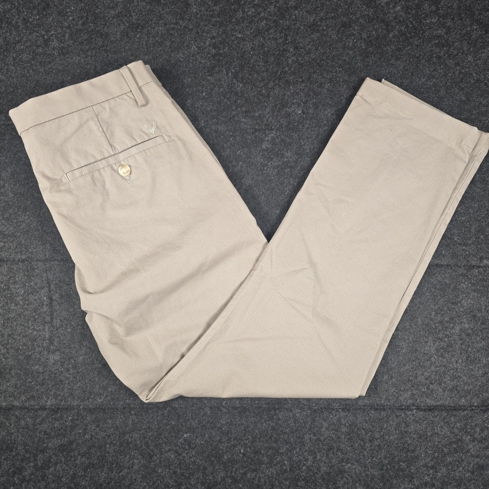 Allen Solly Mens Super Slim Fit Chino Pants 32x27 Beige Kahki Textured Stretch